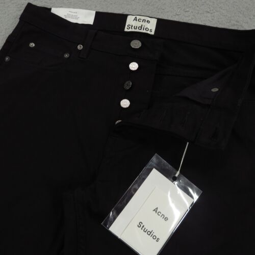 Acne Studios Jeans Men 34 Black Town Stay Cash Denim Button Fly Mid Rise Crop