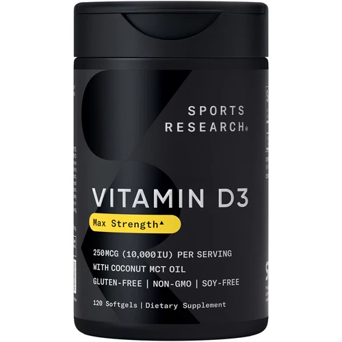 Vitamin D3 10,000 IU with Coconut MCT Oil - High Potency Vitamin D Supplement