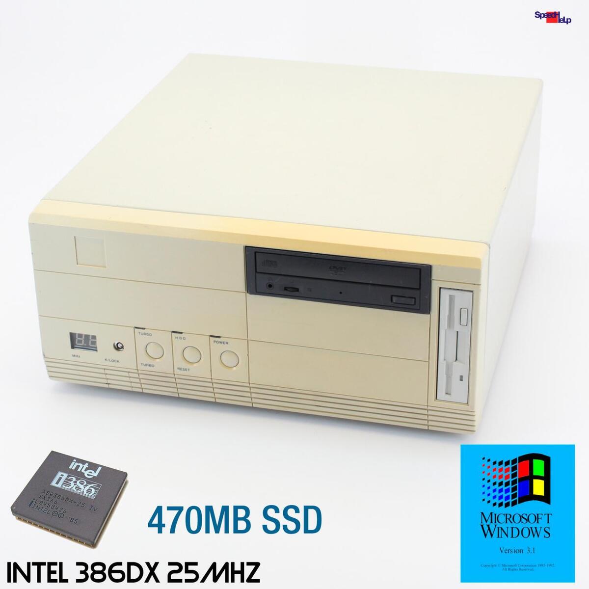 Retro Intel 80386 386 DX 25MHz Computer PC Windows 3.1 3.11 Retro Intel 80386 386 DX 25MHz Computer PC Windows 3.1 3.11