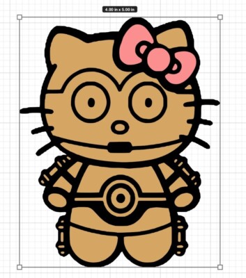 Hello Kitty Star Wars Vinyl Decal Sticker style C3PO Kitty 4x5 Inch! 