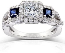 3Ct White  Blue Princess Cut CZ Engagement Wedding Ring In 925 Sterling Silver
