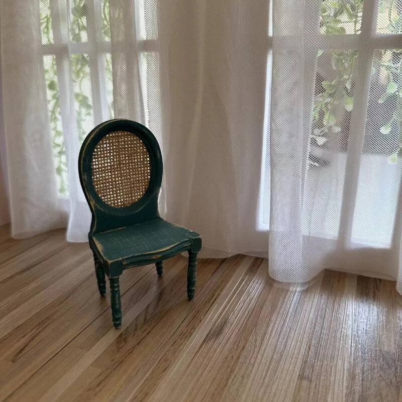 1:12 Scale Dolls House Miniatures Blue Furniture Vintage Old Chair Armchair Wood - Image 2 of 4