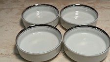 4 MCM Fukagawa Arita Porcelain Japanese Sauce Dipp Bowls Sushi Platinum White