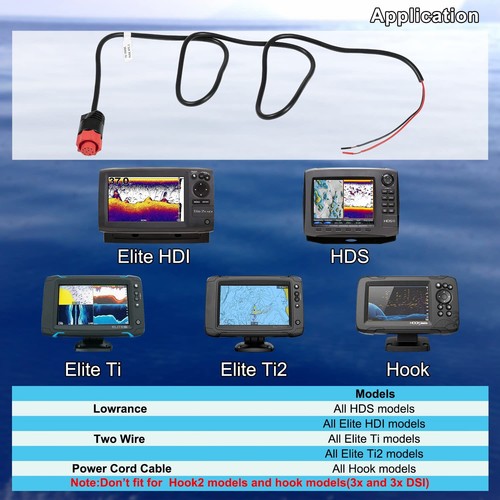 Cable de alimentación 000-14041-001 HDS/Elite/Gancho para gancho Lowrance HDS Elite FS Ti2 - Imagen 2 de 8