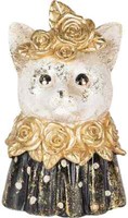 Clayre & Eef Deko-BüSte Katze Polyharz Weiß Schwarz Gold 12X10X18 Cm