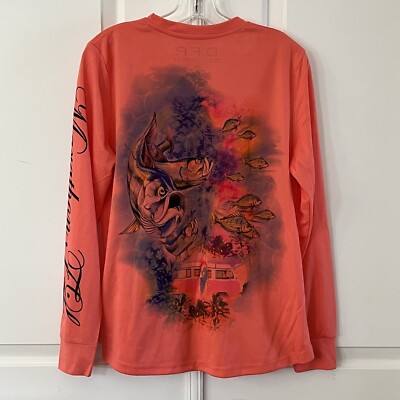 D.F.P.  Shirt Adult Medium Orange Marathon FL Activewear Fishing Outdoor Mens