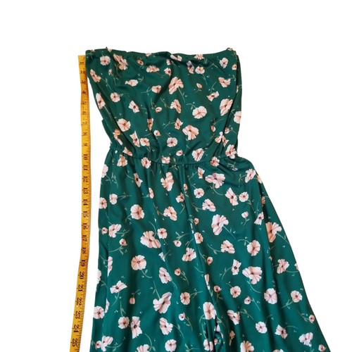 Strapless Jumpsuit Small Green Floral Wide Leg Summer Romper Daisy Print Boho - Picture 14 of 20