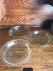 Vintage Pyrex 210 229 209 Pie Plate Lot Flat Rim Clear Glass