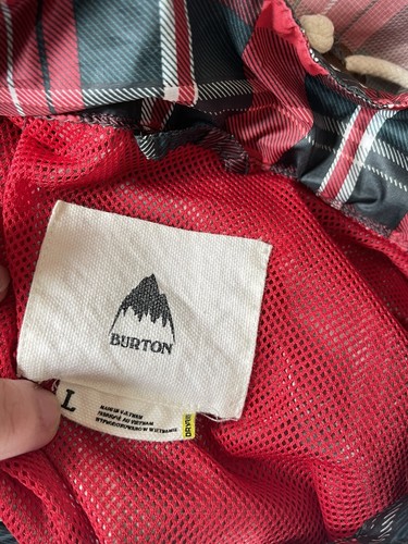 Burton Drynride Jacket Plaid Windbreaker Hooded Womens Red Navy Sz L Soft Shell - Picture 15 of 16