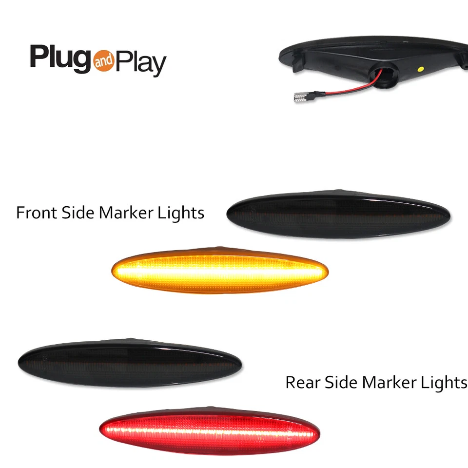 For 2002-2010 Lexus SC430 Smoked Front Rear LED Side Marker Light Amber/Red 4PCS - Image 2 of 4