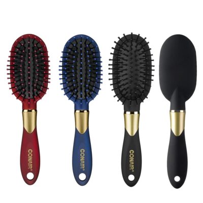 Conair Velvet Touch Travel Hairbrush, Hairbrush for Men and Women, Cushion Base 