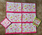 Fun Flamingo Fabric Bright Placemats (6) and 2 Potholders Handmade