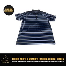 Callaway Opti Dri Polo Shirt Men's Size XL Black Gray Blue Striped Golf 8578