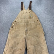 Carhartt Dungarees Adult 38x28 Tan Overalls Quilted Bib Duck Double Knee Men