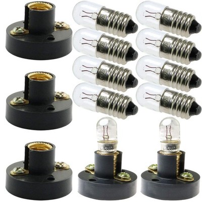 10-Pack E12 Mini Bulb Holder Plastic Light Beads Lamp Bases Screw Type black