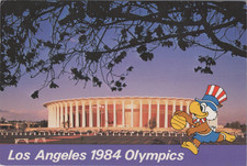 1984 Los Angeles CA Olympics Anthropomorphic Eagle Basketball Forum postcard RK1