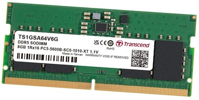 Transcend 8GB 262-Pin DDR5 5600 PC5-44800 1.10V CL40 Laptop DDR5 SO-DIMM Memory