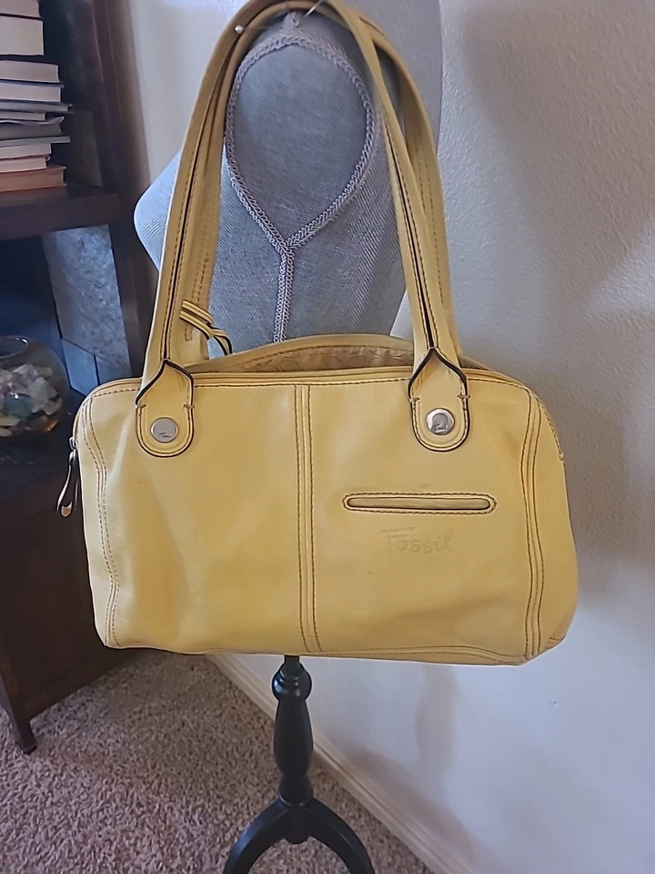 Bolso de Hombro Fossil Hanover Amarillo Mostaza Cuero Nuevo Foto 2 de 4