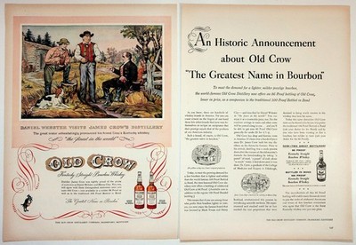 Old Crow Whiskey Vintage Magazine Ad 1950s Bourbon Kentucky Distillery Print