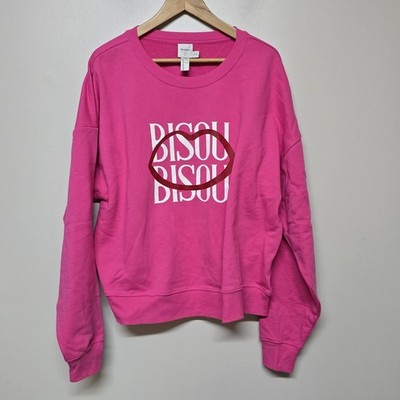 MAEVE Anthropologie Womens Large Pink BISOU KISS Sweatshirt Jordan Nickson XL