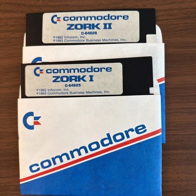 Commodore 64 Zork I & Zork II 5.25 Floppy Disk Lot Infocom C64 Vintage Games