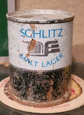 1963 PAPER/FOIL LABEL SCHLITZ  MALT LAGER FLAT TOP BEER CAN MILWAUKEE WISCONSIN