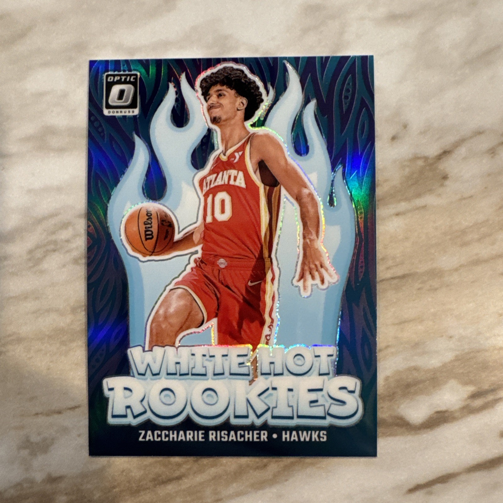 2024-25 Donruss Optic #4 Zaccharie Risacher White Hot Rookies Purple E1