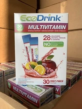 EcoDrink Complete Multivitamin Drink Mix, 30 Packets, Electrolytes (Fruit Punch)