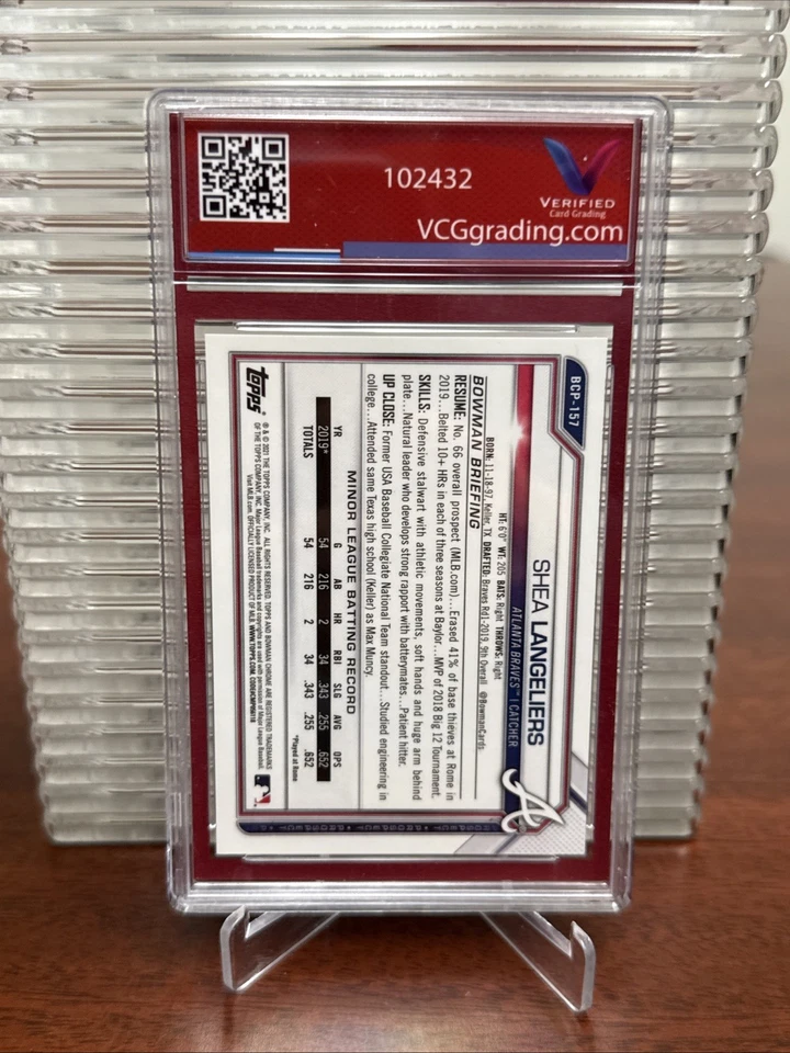 2021 Bowman Sapphire Chrome Prospects #BCP157 Shea Langeliers 1/5!! VCG 9.5!! - Image 3 of 4