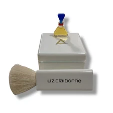 Liz Claiborne Dusting Powder Mini Splash Bottle Perfume Brush Lot VINTAGE