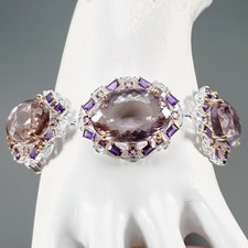 Jewellery 170 ct+ Natural Ametrine Bracelet 925 Sterling Silver 8.75"/BR14075