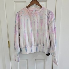 Old Navy Womens Pink Blue Tie Dye Crewneck Sweatshirt Medium Relaxed Fit