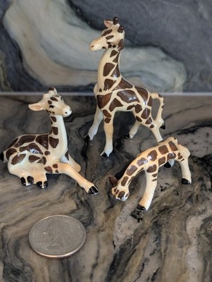 Vintage Miniature Giraffe Figurines Set Ceramic Safari Family Japan Hagen...