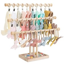Headband Holder Stand Storage for Baby, 3 Tier Wooden Bow Organizer Woodiness