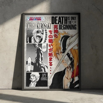 #ad #ad Bleach Ichigo Kurosaki Death Is Only The Beginning Anime Poster $29.99