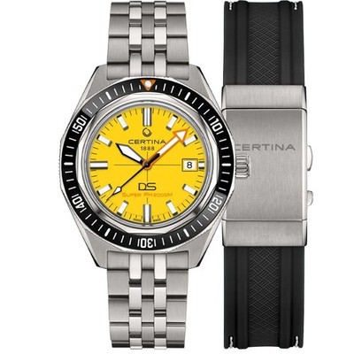 Certina DS Super PH2000M 43mm Yellow Dial Men's Watch C0506074436102