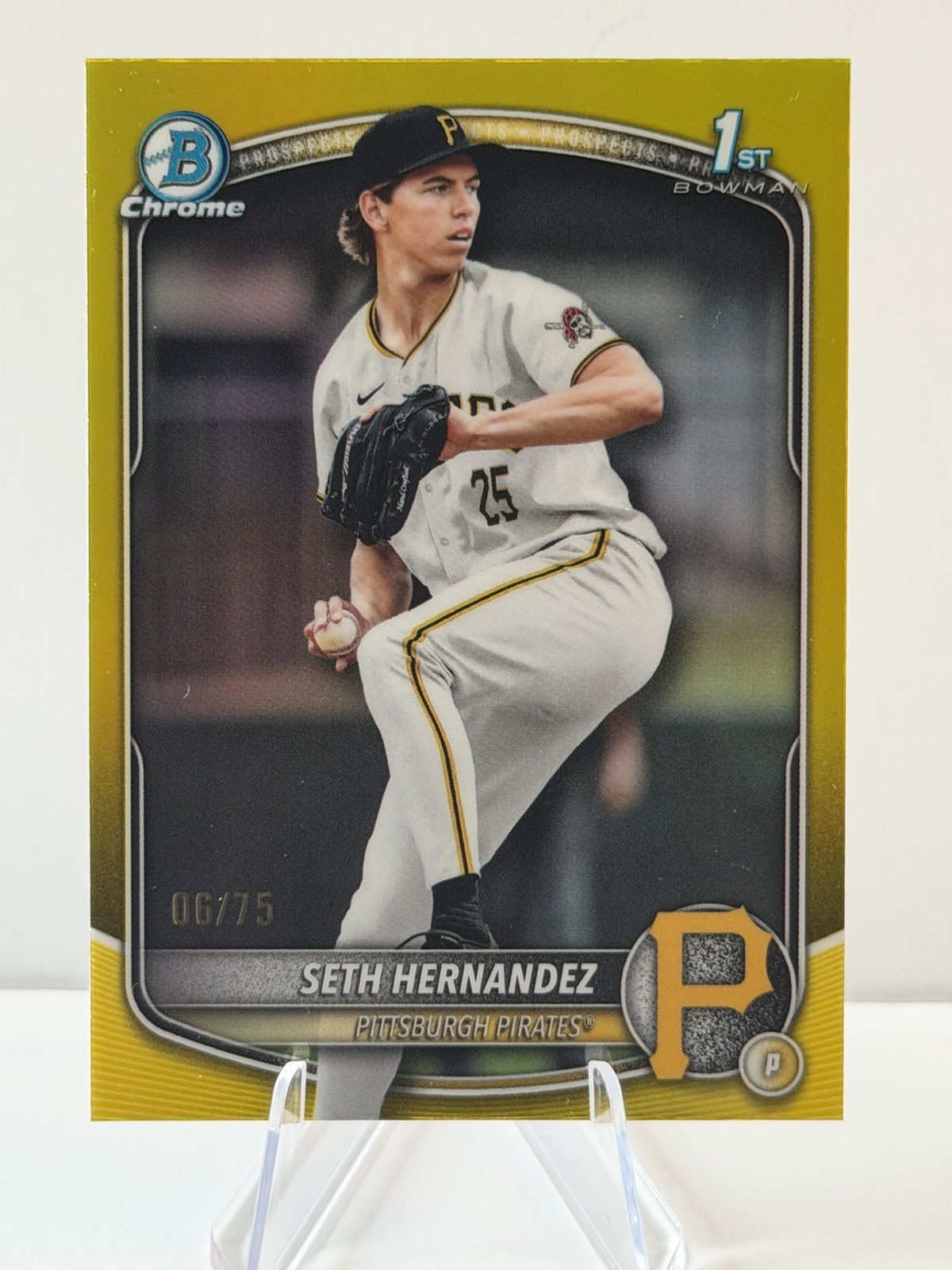 2025 Bowman Draft Seth Hernandez 1st Chrome YELLOW Refractor /75 Pirates