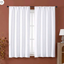 Chyhomenyc Rod Pocket Curtain Panels 40x54 White Light Filtering Thermal 2pc