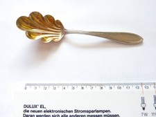 Zuckerlöffel Alpacca Jugendstil Sahnelöffel / Beerenlöffel, teilvergoldet, 14 cm