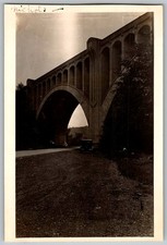 Vtg Color Snapshot Grand Concrete Arch Bridge Viaduct Vintage Car Nichols 1960s