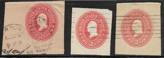 United States used #U360 #361 & #363 2ct Washington 1ssued in 1899 CV=$13.00