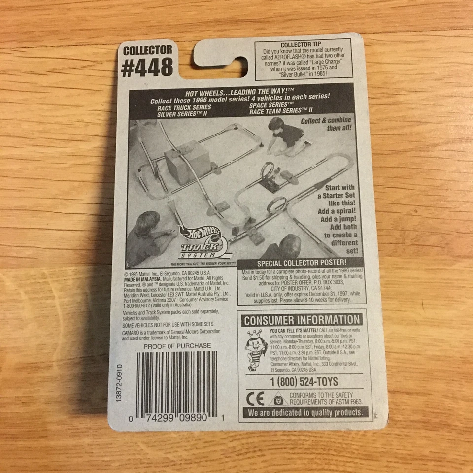 风火轮 #448 '67 雪佛兰科迈罗黄色定制超级真实骑手车轮交换 1995 — 第 4/4 张图片