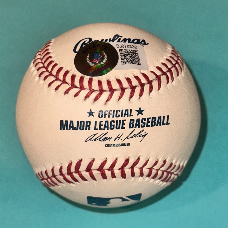 RON SANTO (Cubs) Signed Official MLB Baseball Beckett (BAS) w/ '69 Cubs ...