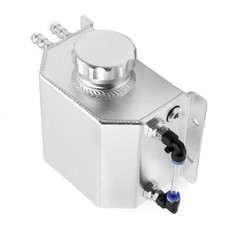 Silver Coolant Overflow Tank, Aluminum Radiator Tank, 1 L Universal Reservoir