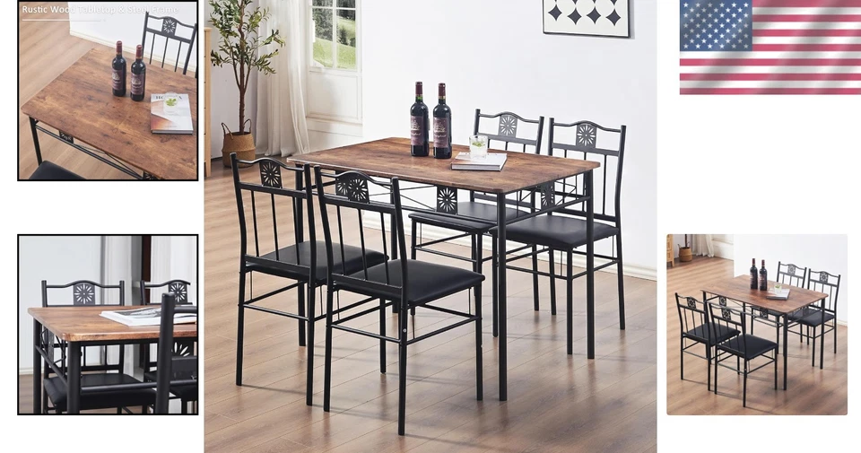 Rectangular Breakfast Nook, 5-Pc Dining Set, Brown - Image 2 of 4