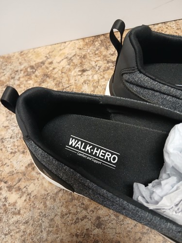 Scarpe uomo Walk Hero grigie taglia 11 supporto arco plantare slip on nuove senza etichette - Foto 3 di 8