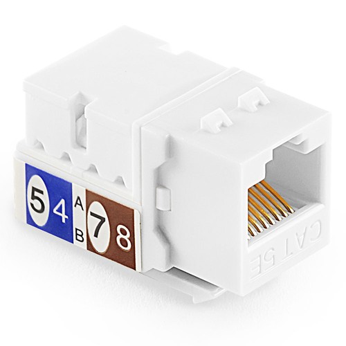NavePoint 90 Degree Cat5e Keystone Jack, RJ45 Ethernet, Type 110 White, 25-Pack - Afbeelding 2 van 4