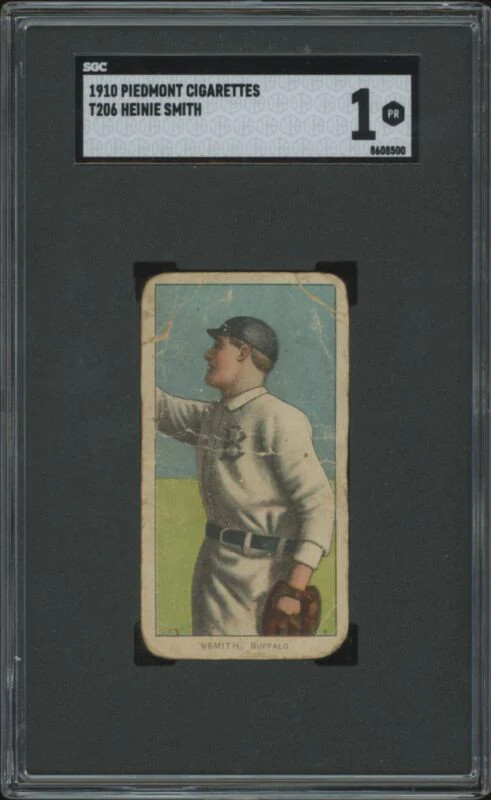 1909 T206 HEINIE SMITH NNO POOR PIEDMONT 350 SGC 1 BASEBALL BUFFALO BISONS