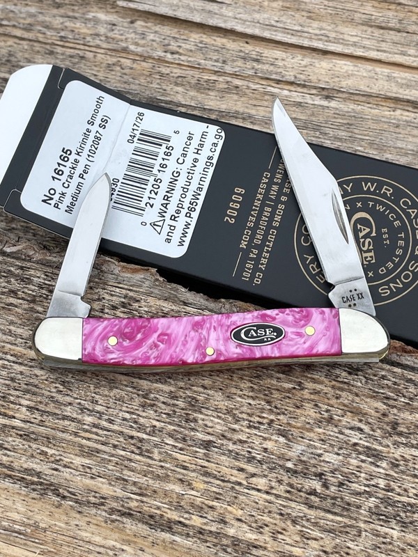 CASE XX * PINK CRACKLE SMOOTH KIRINITE BLACK CASE SHIELD MEDIUM PEN 2026 KNIVES