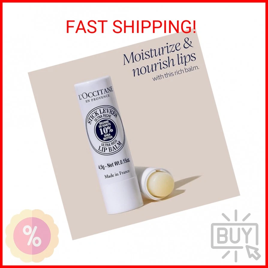 L'OCCITANE 10% Manteca de Karité Orgánica Ultra Rico Bálsamo Labial Barra, Hidrata, Nouri Foto 2 de 2